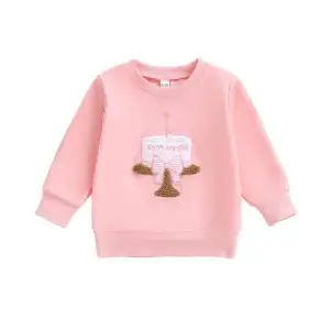 Infant Girls Birthday Stylish Long Sleeve Cupcake Embroidered Pullover Sweater
