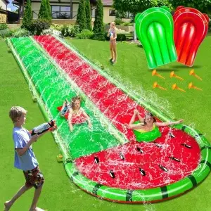 Watermelon Lawn Water Slides with 2 boards to race with