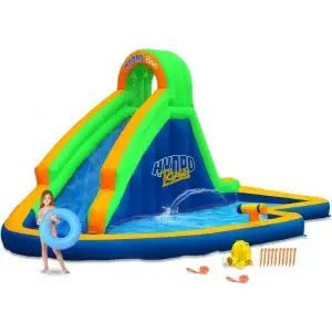 19'x11'InfIatable Water Slide+Blower - Splash Area - Water Cannon - Climbing Wall