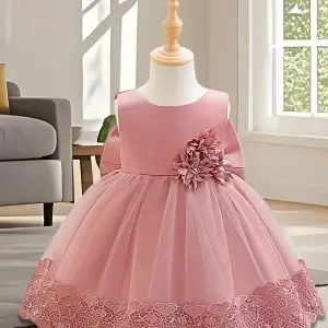 Princess Satin Ball Gown with Floral Embroidery