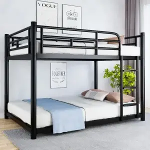 Double Deck Bunk Beds with Detachable Ladder and Full-Length Guardrails, Suitable for Quiet Sleep for Adults, Kids, and Teens