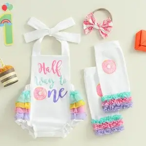 Summer Outfit Sleeveless Romper with Matching Headband and Ruffle Leggings Set