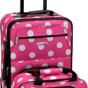 Expandable Pink Dots Luggage Set, 2-Piece with Inline Wheels