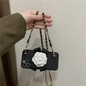 3D Flower Pearl Wrist Chain Phone Case For IPhone 15 14 16 Pro 13 12 11 Pro Max X XS MAX XR 7 8 Plus 6 6S Soft Cover